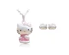 Matte Pink Hello Kitty Cat 925 Sterling Silver Jewelry Sets