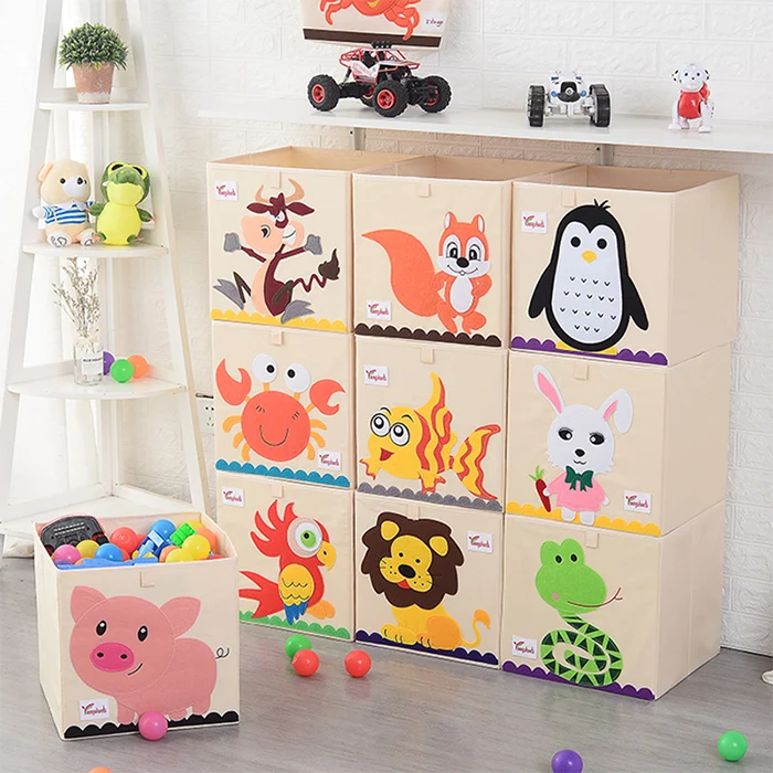 

New Design Foldable Fabric 3D Embroider Cartoon Storage Box, Customized color