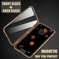

Factory Price Metal 360 Magnetic Adsorption Phone Case For iPhone XS MAX X XR 8 7 Plus 6 6s Double Sided Glass Magnet Case Cover