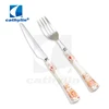 Cathylin elegant small flora ceramic round handle knife fork cutlery set