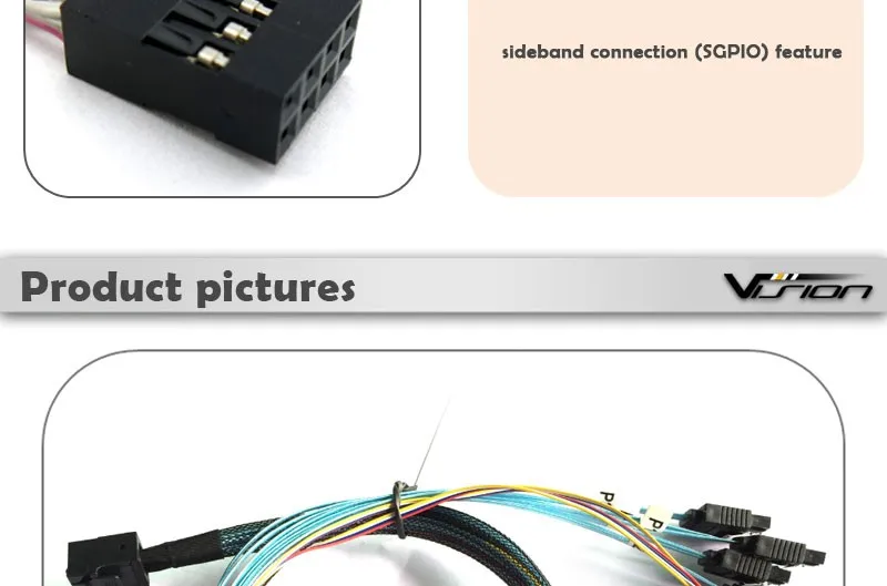 Vision Mini Sas Sff8643 To Sata 7pin With Sideband Sgpio Cable Buy