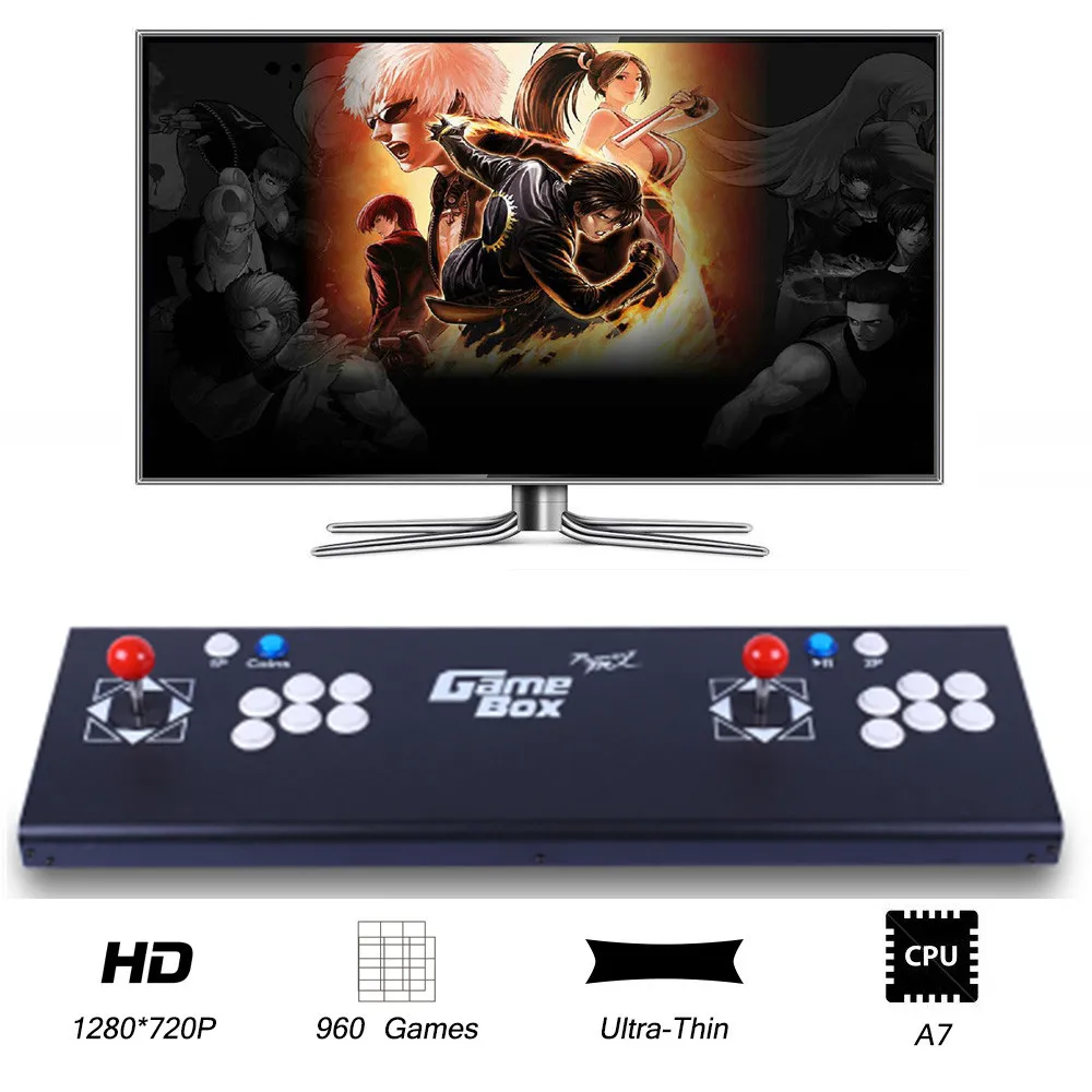 

WINIT Built-in 960 Classic Games Fighting Game Machine Metal Box High Definition 2 Players Joystick Video Game Console