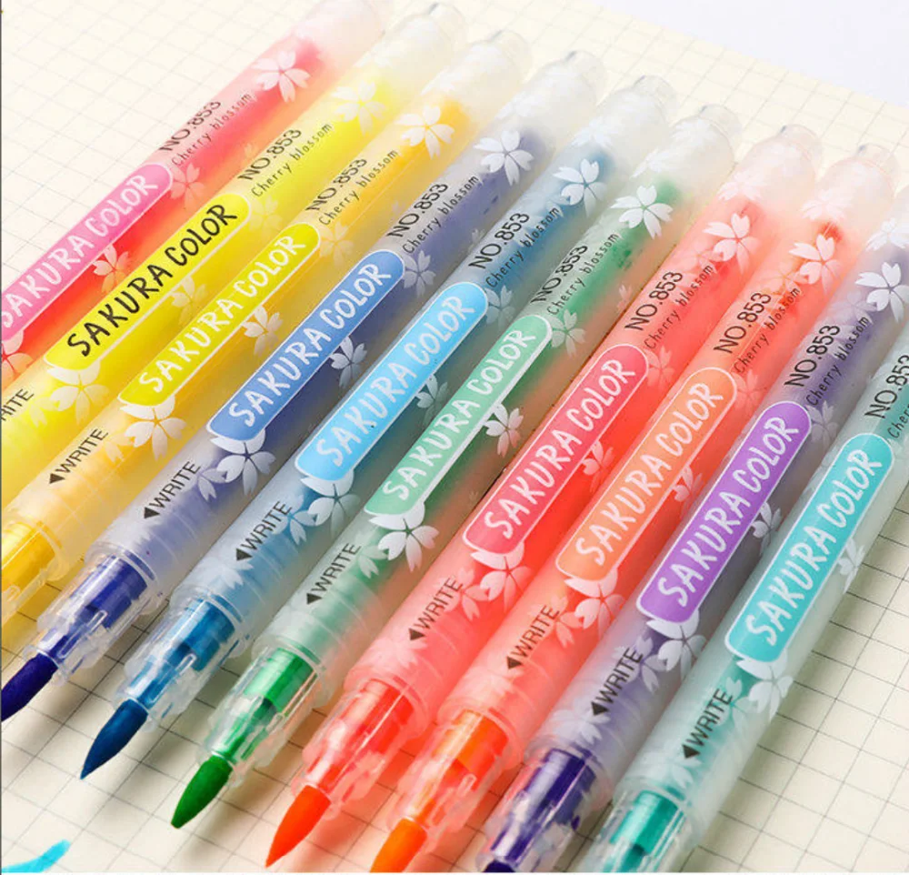 Soft Flexible Felt Tip Highlighter Brush Marker Pen Fluorescent Art ...