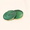 60-70mm Big size emerald green brazilian gold border slice agate coaster