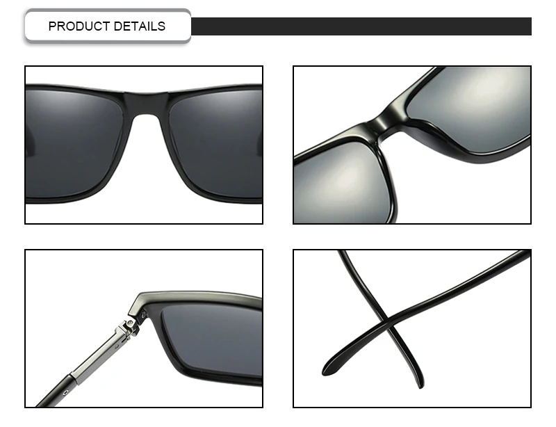 2019 Amazon hot sale TR90 square PC metal frame polarized men sunglasses