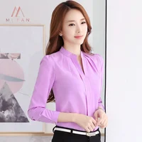 

MFAL-8812 Korean Fashion V Neck Long Sleeve Elegant Office Ladies Wear Chiffon Blouses