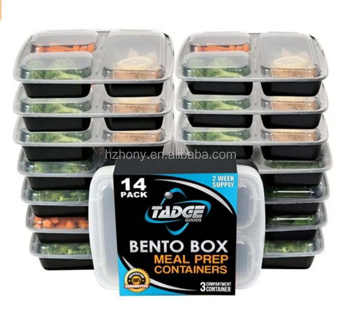 

Meal Prep Containers 3 Compartment 14 Pack Lunch Box Bento Box Food Storage Portion Control Containers 21 Day Fix BPA Free, Any color is available