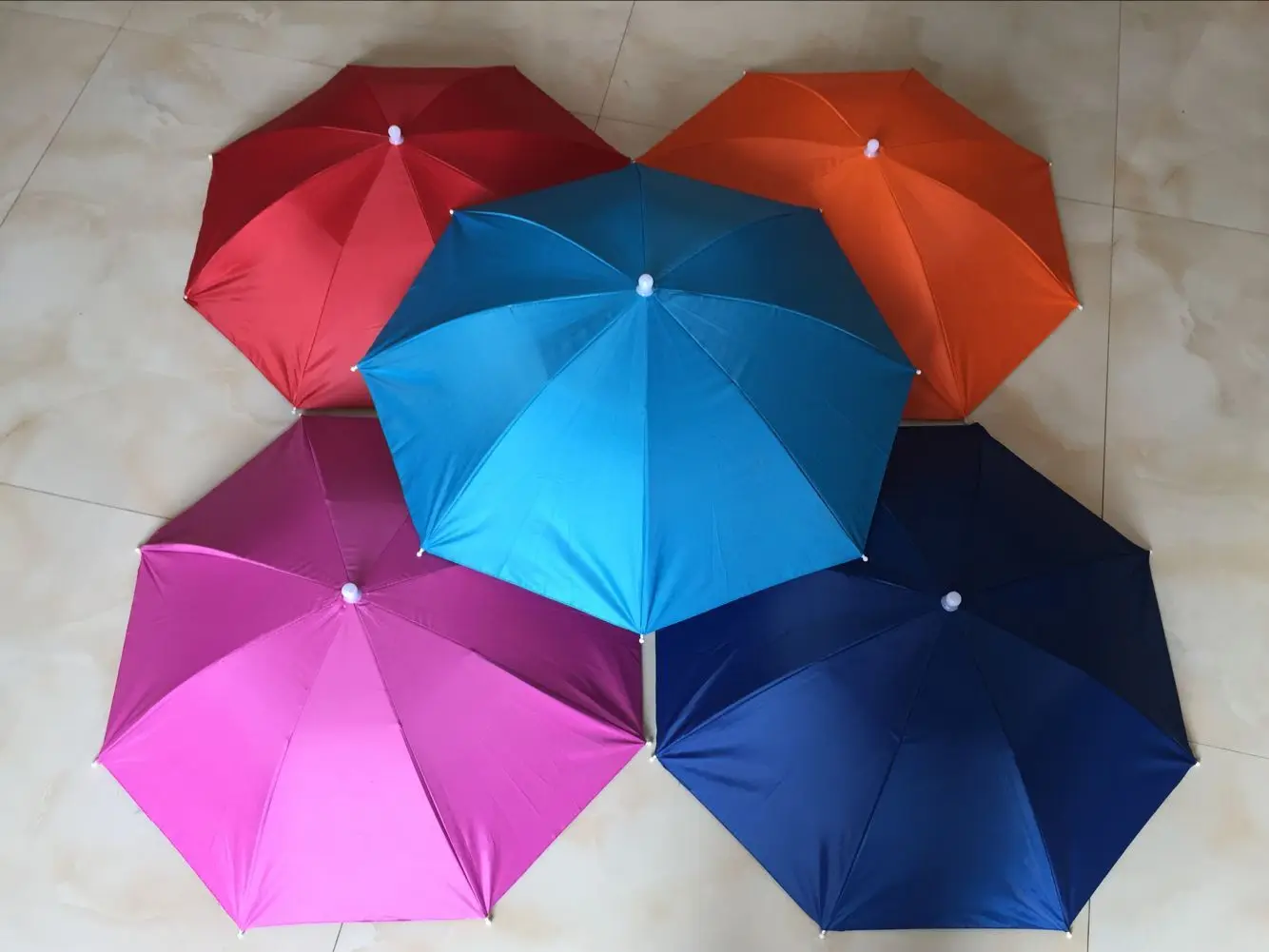 Rainbow Colors Fishing Umbrella Hat For Kids And Adults Foldable Head