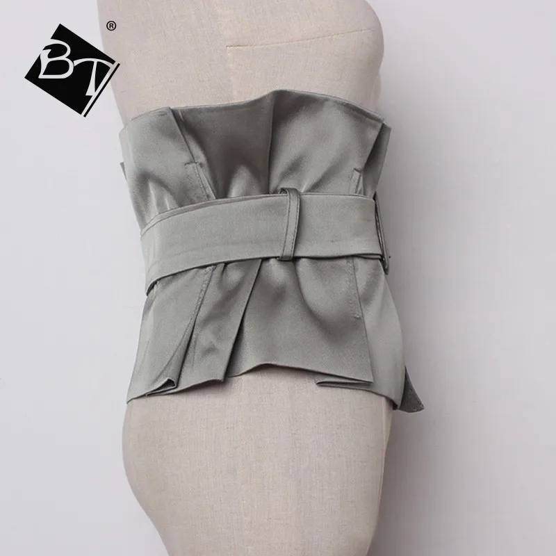 Bt Women High Wide Fabric Corset Belts Long Section Boho Synthetic Self Tie Wrap Around Bowknot