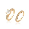 15441 xuping wholesale 18k gold plated ring set zircon charm wedding couple ring women man jewelry