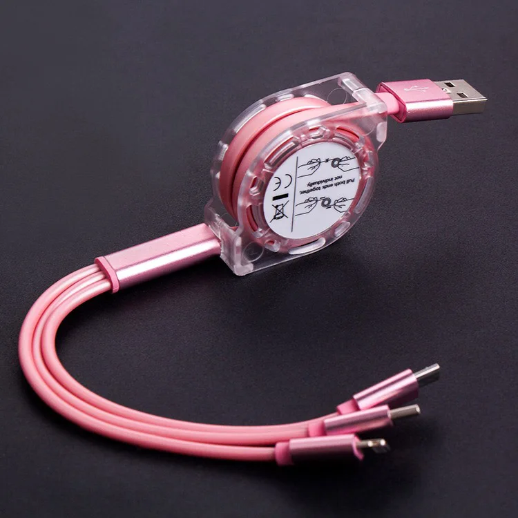 
Extensible 3 in 1 USB Retractable Cable Multi Charger Cable For Iphone Android 