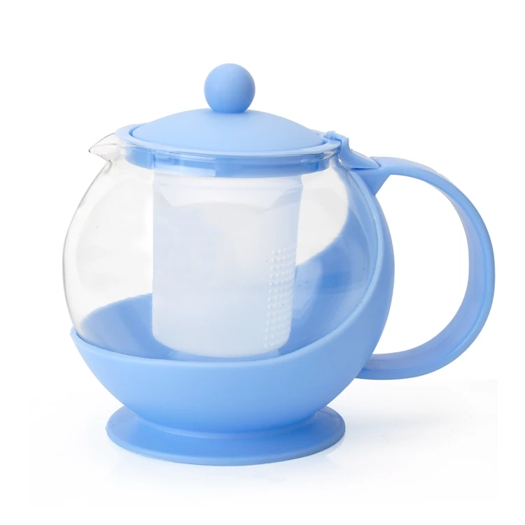 Hot Sale Colours Stainless Steel Infuser Glass Teapot Tea Pot With
