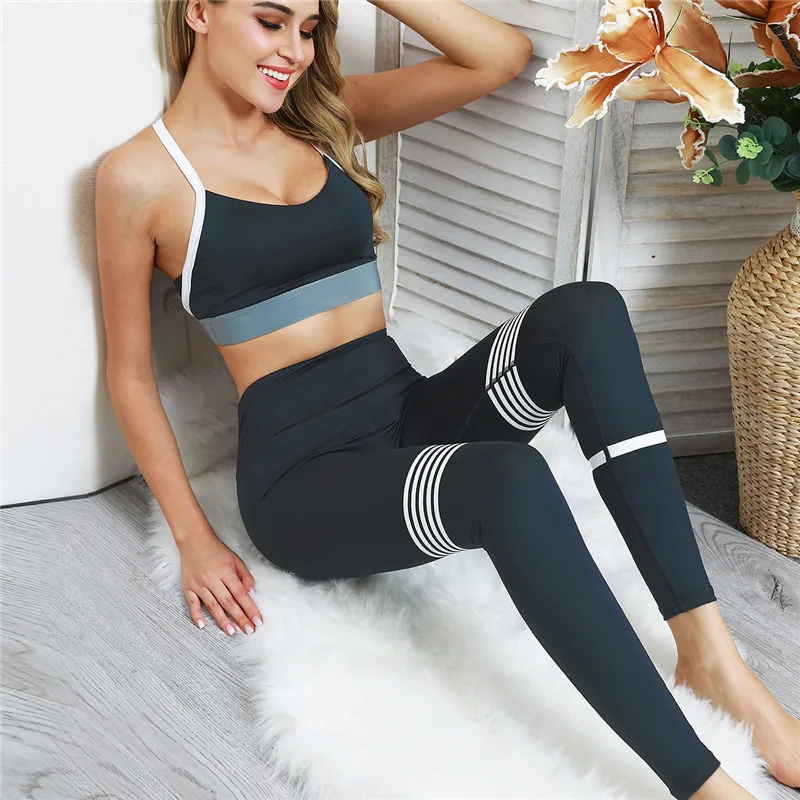

Hot Sale Sexy Yoga Sport Leggings Set Jogging Sportswear Women Track Sets, Picture shown/customized upon request