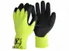yellow latex crinkle foam coated winter work gloves
