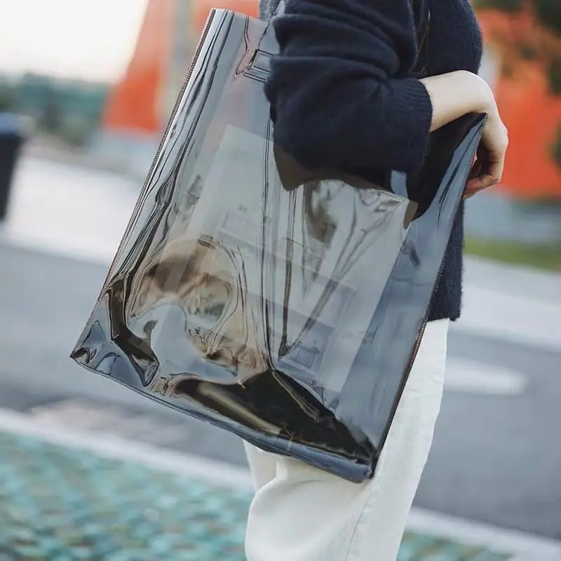 

wholesale shopping tote bag custom transparent Fashion clear pvc packing Bag, Clear,yellow,etc