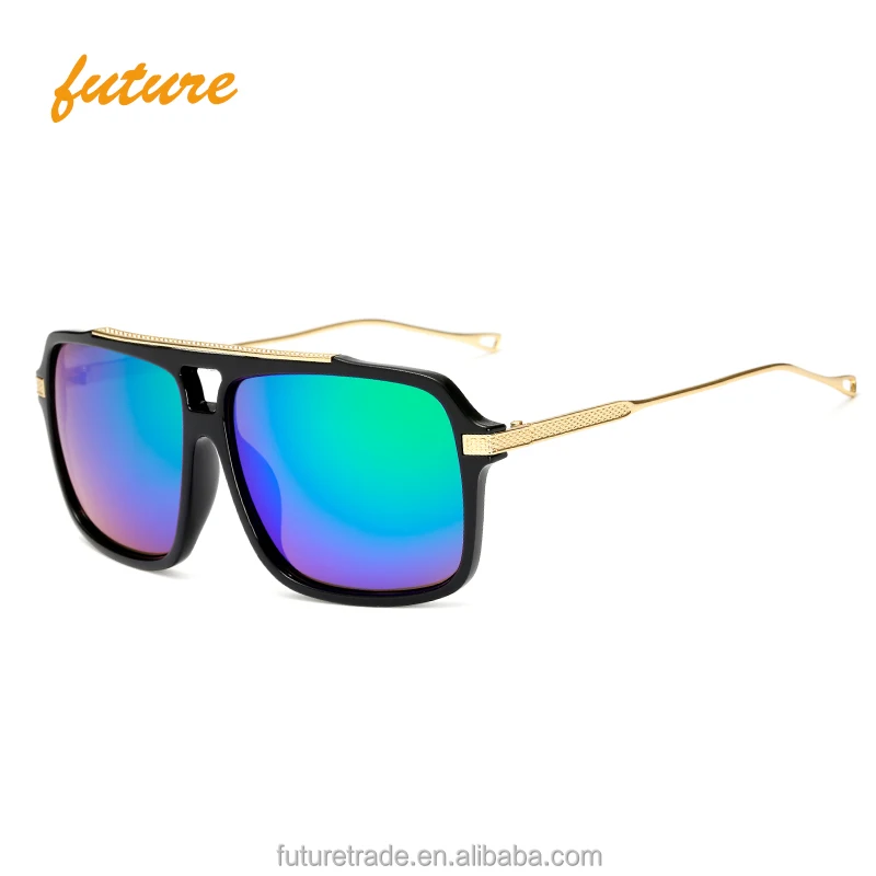 

J18003New product high quality big size full square plastic metal frame unisex custom HD mirror polarized sun glasses sunglasses, Grey white blue green silver