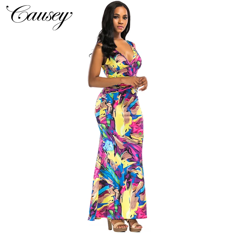 

2019 New Fashion Long Maxi Style Big Size Women Deep V Sexy Evening Dress, N/a