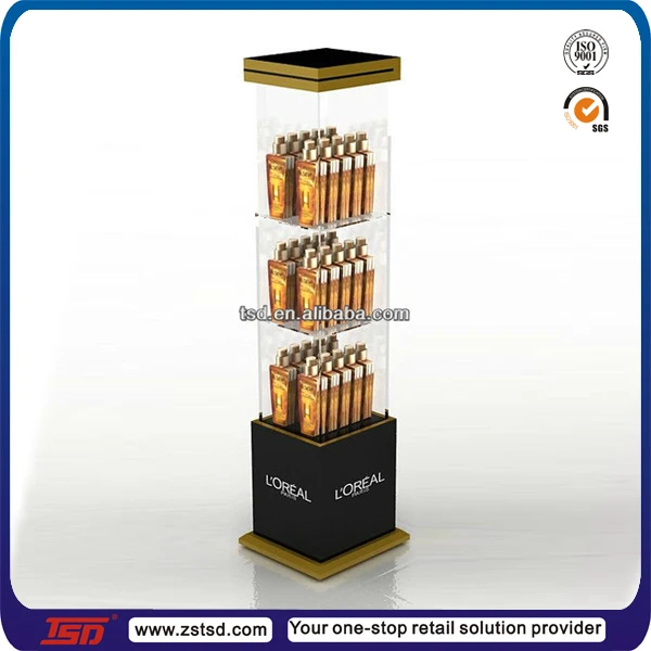 wooden glass perfume display