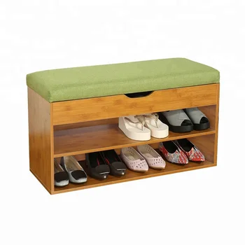 Wooden Store Shoe Storage Bench Cushion Seat Shoe Rack Chair View