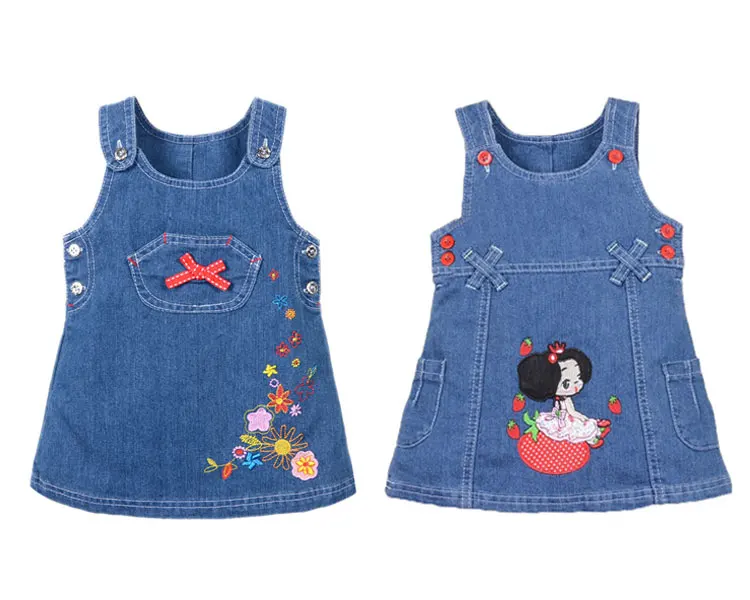 Latest Baby Denim Frocks Summer Children Dress Designs For Little Girls