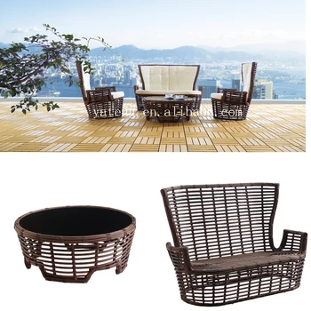 High Quality Handmade Outdoor Furniture Wicker High Back Rattan