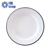 LFGB certificated turkish decorative black and white plate enamel dinner plates for kids