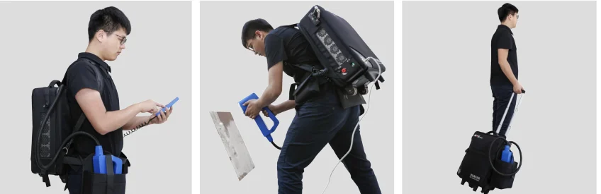 Portable laser cleaning machine for the metal paint