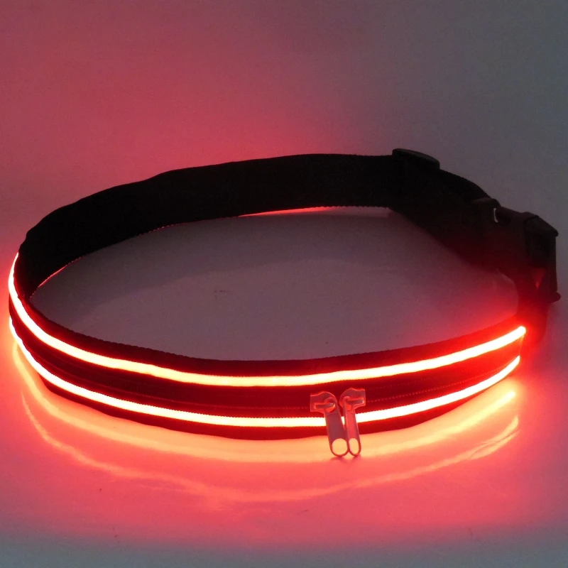 

High quality factory supply LED running waist bag, Red/yellow/blue/green/orange/white/pink/rainbow