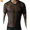 Men's See Through Fishnet Clubwear Short Sleeve T-Shirt Undershirt