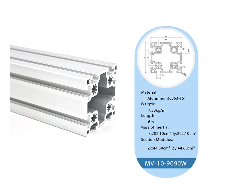 Black Anodized 6063 Factory Glass Door Frame Aluminum 8 Slot 9090W Sales With Competitive Price Aluminium Alloy Gate Profile