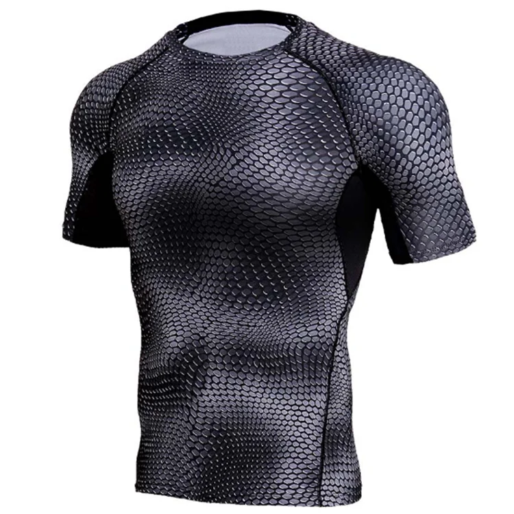 

Wholesale Short Sleeve Men Shirt for Fitness, Black;white;red;blue;snake scales