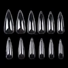 NADECO Salon LONG STILETTO Curved Plastic Nail Tips White Natural Clear ABS virtual french nail tip