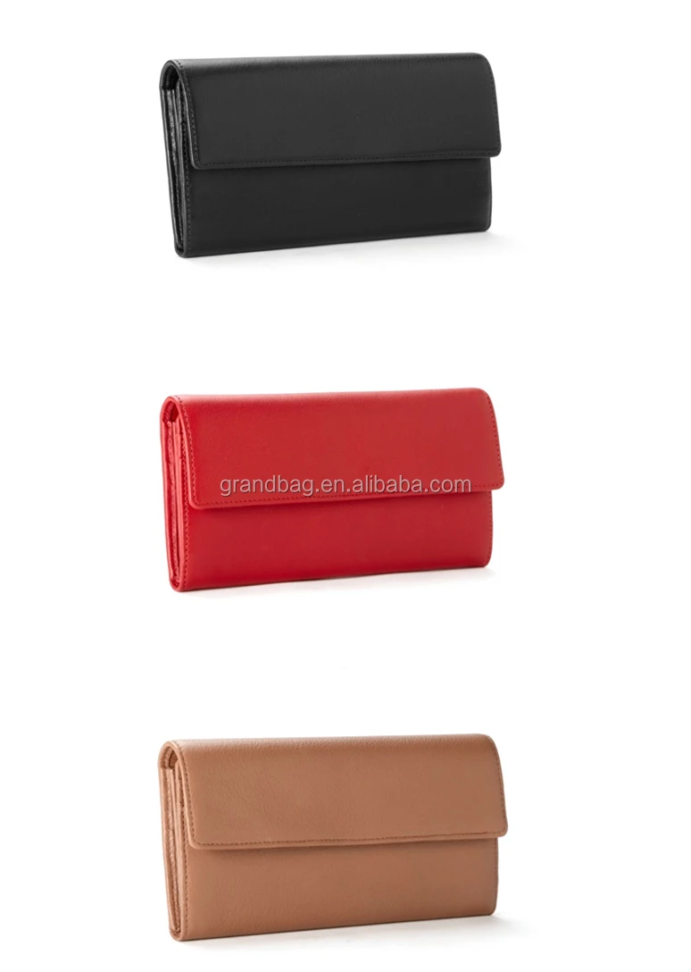 Smooth Leather Women's Fold Over Purse Clutch Travel Wallet For Lady Buy Fold Over Wallet