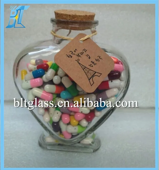 Creative Gift 50ml100ml Heart Shaped Glass Sweet Jar Candy Storage Jar