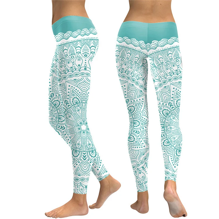 

2019 New Style Fitness Circle Digital Print Stretch Spandex Yoga Leggings For Women