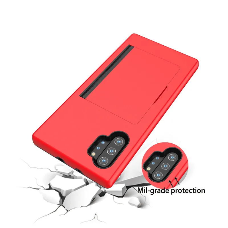 

Slim Phone Case Shockproof Hybrid Armor Cover with Sliding Card Holder Soft TPU Rubber Case Red for Samsung S10 plus S10e, Just as following photos
