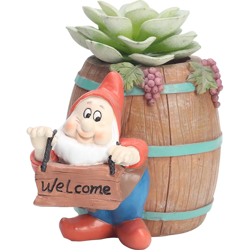 

Roogo resin decoration Fairy tale dwarf flower pot, As picture