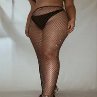 

SH1065 Diamond mesh bodycon Skirt Women Sexy Shine Fishnets Skirt