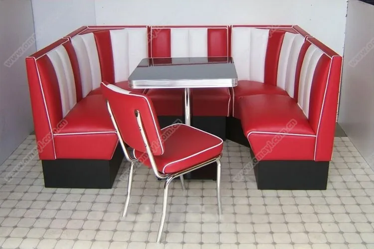 Wholesale classical American 1950s style retro diner booth seating, retro 50s vinyl diner booth seating for sale