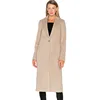 Women stylish darped wool long coat with one button at centre