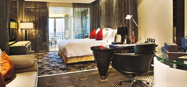 Modern hotel bedroom furniture, wooden used hotel furniture for sale , custom size hotel room furniture