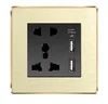 Multifunctional International Wall Socket standard brushed chrome with 2 USB Charger