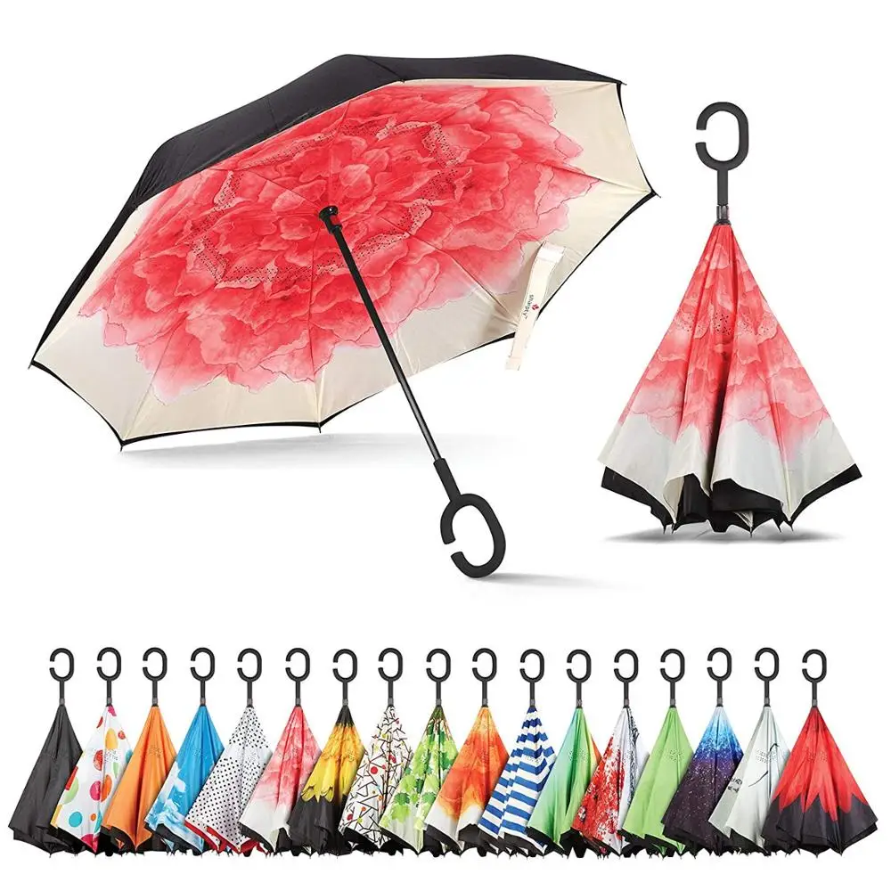 

Ok Umbrella High quality Personalized windproof c handle Reverse Umbrella