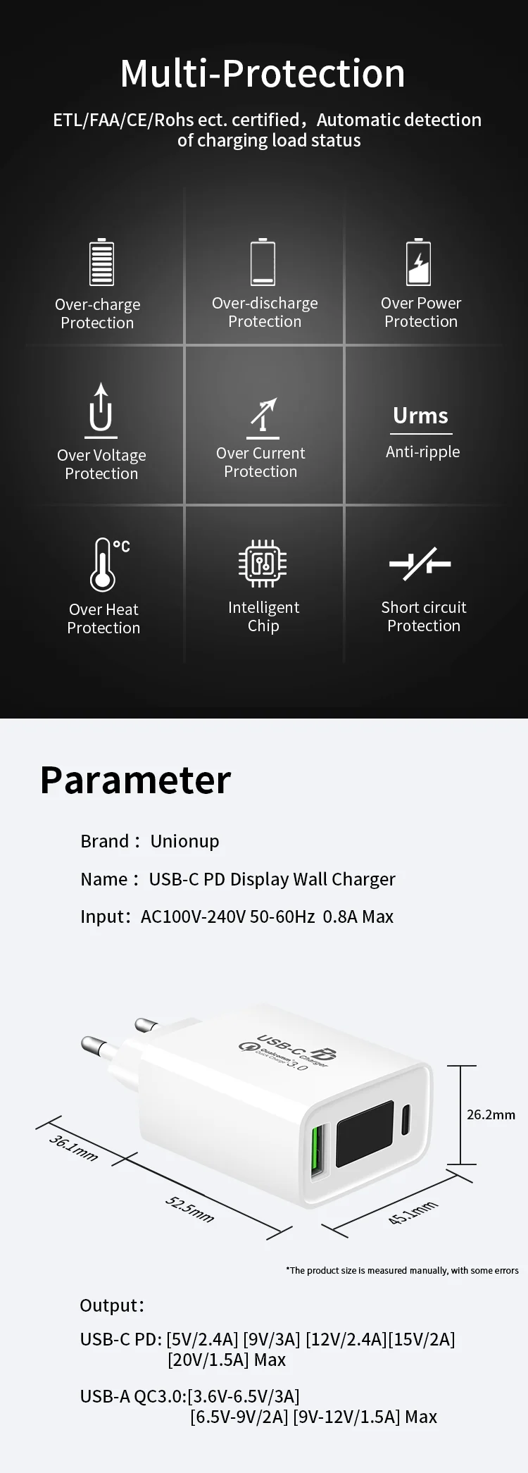 New Fast Charging Speed Charger, Fast Charge 3.0 4.0 Power Delivery Travel Fast Charger For iPhone 8P X PD Charge