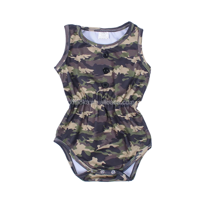 

Sleeveless Newborn Infant Wear Clothes Wholesale Custom Design Camouflage Baby Bodysuit, Picture