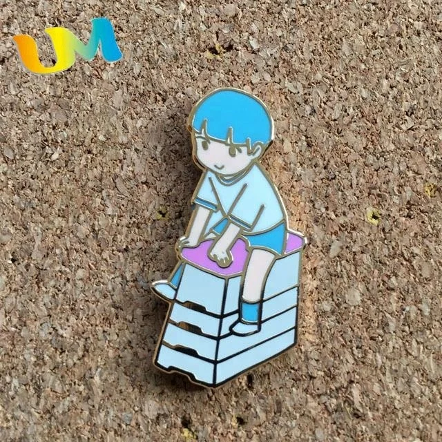 
Custom hard enamel lapel pin die casting enamel pin with metal post 