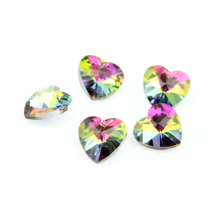 

50pcs/lot  Rainbow Color Crystal Glass Heart Shape Beads For Lighting Part Crystal Chandelier Prism Part