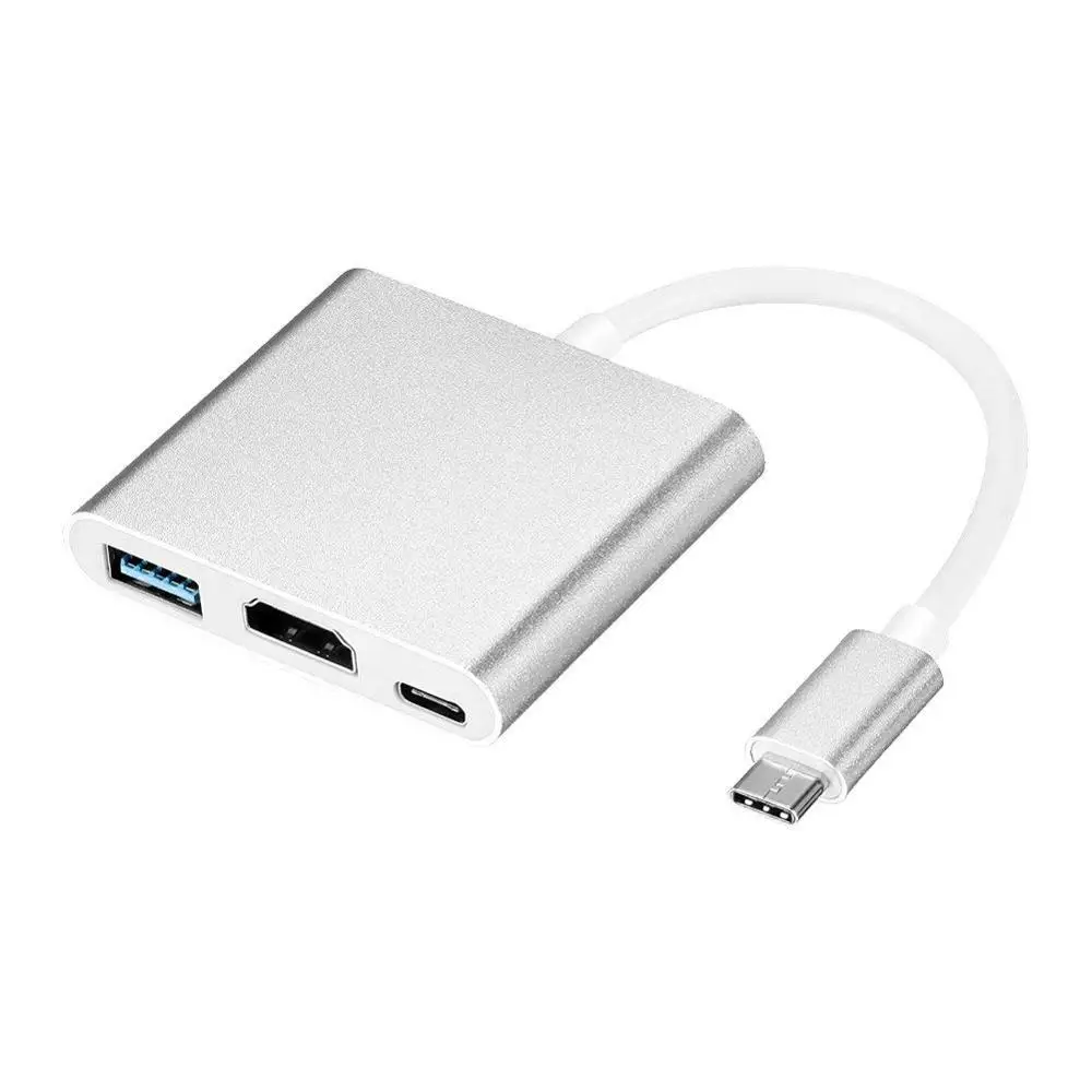 

Type C USB 3.1 USB-C to / HDMI/ Type C Female Charger Adapter for Laptop Cell Phone USB 3.0 Hub, Gold;silver