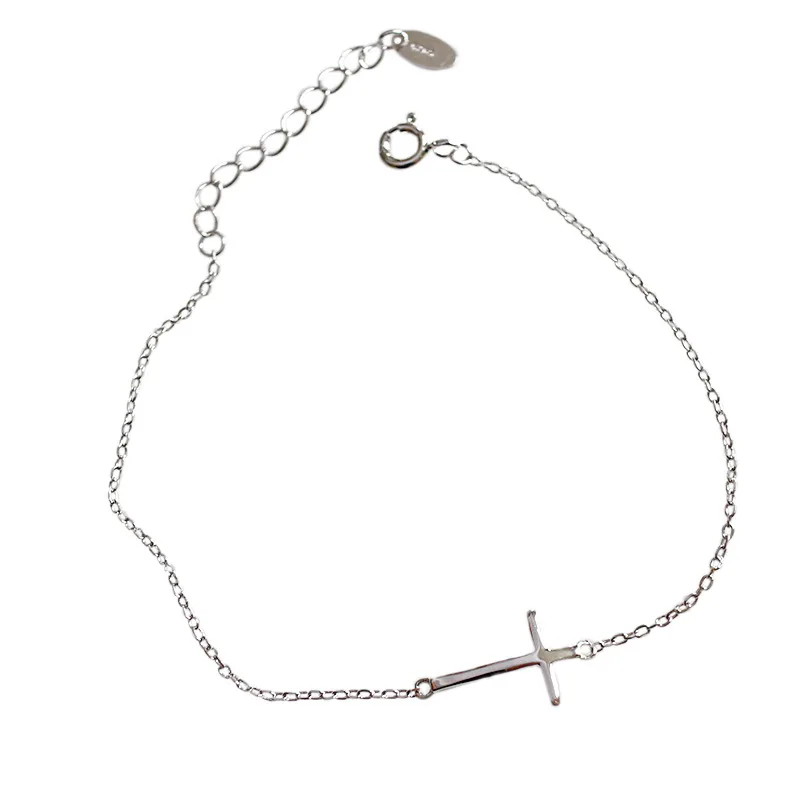 

Simple 925 silver jewelry fashion cross design anklet for girls