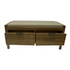 Wooden Two Drawers Cushion Solid Wood Shoe Bench